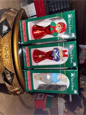 Vintage Trim A Home Glass Holiday Figurines - Red & White set of 3